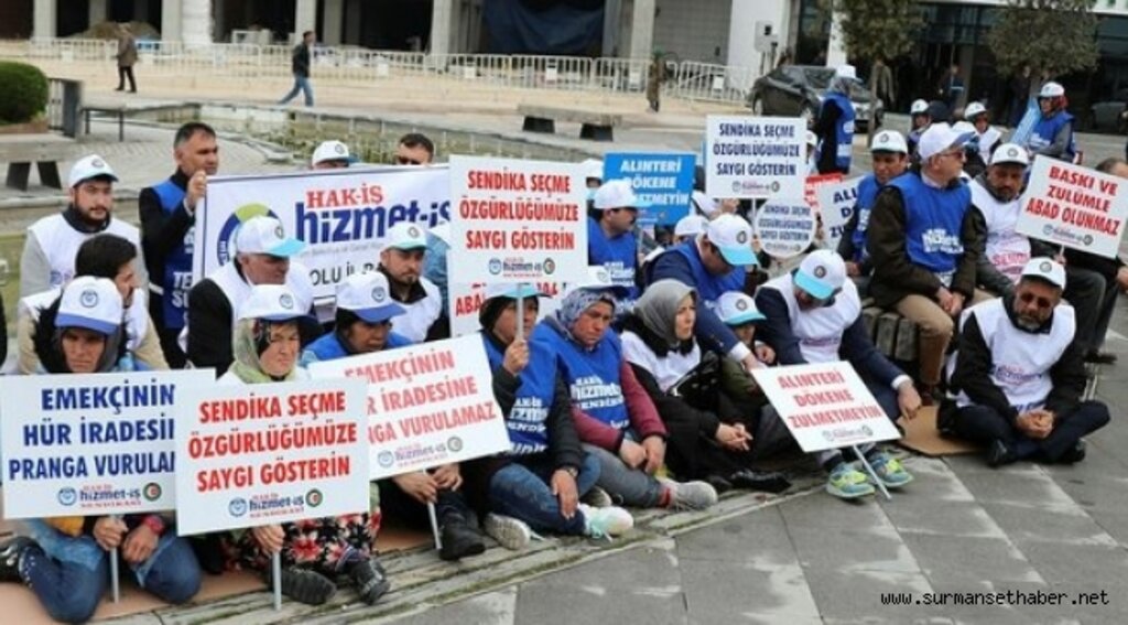 İŞÇİLER CHP GENEL MERKEZİ ÖNÜNDE CHP BELEDİYELERDEKİ ZULMÜ PROTESTO EDECEK