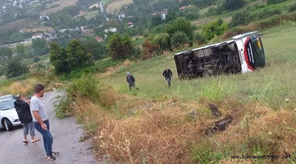 Samsun'da Halk Otobüsü Devrildi
