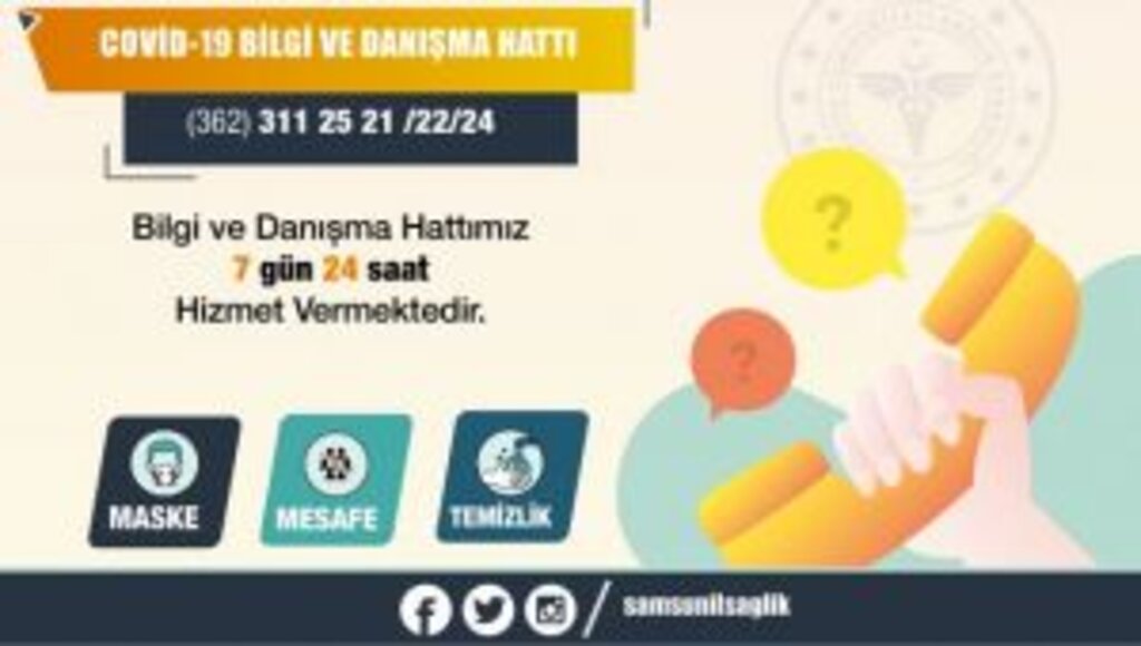 COVİD 19 BİLGİ VE DANIŞMA HATTI KESİNTİSİZ 7 GÜN 24 SAAT HİZMET VERECEK