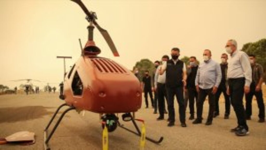 İnsansız helikopter, Manavgat yangınlarıyla mücadelede kullanıldı