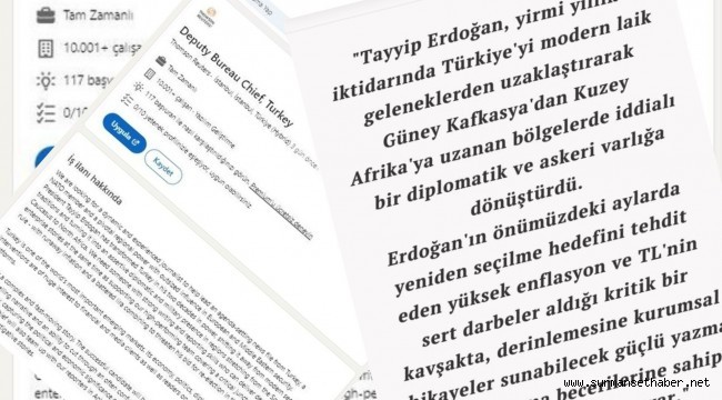 Reuters’dan skandal iş ilanı. Erdoğan düşmanı gazeteci arıyorlar