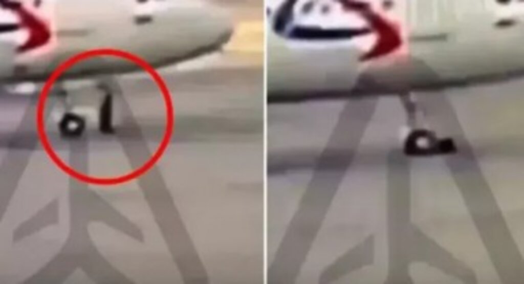Uçak, teknisyenin üstünden geçti