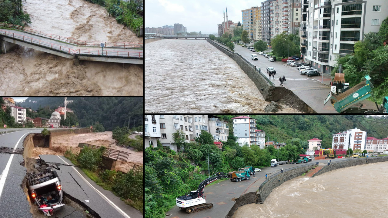 Rize’de Sel Felaketi: Bungalovlar Yıkıldı, Ayder Yaylası Yolu Kapandı