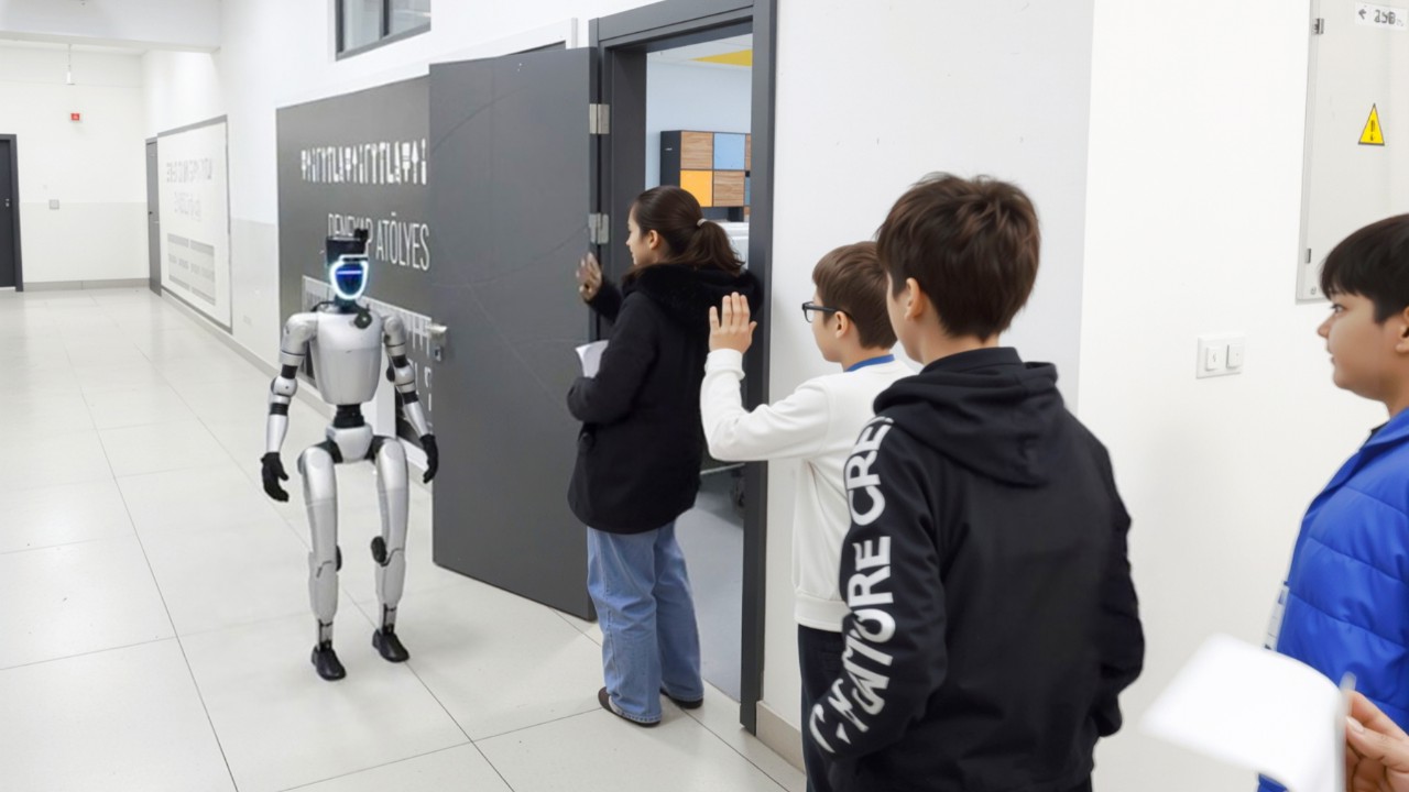 Bu İlçede Sınava Giren Öğrencileri İnsansı Robot Karşılıyor