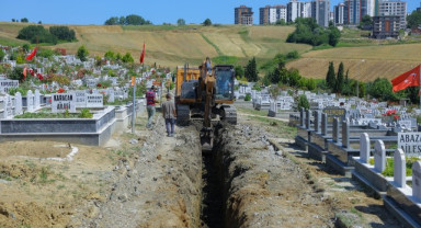 Samsun Büyükşehir'den Derecik Mezarlığı'nda Heyelan Sonrası Güçlendirme Çalışmaları Sürüyor